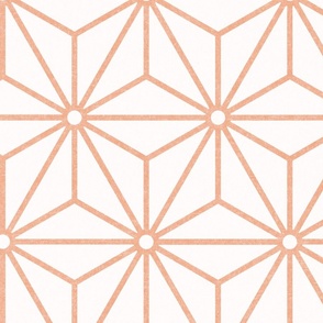 25 Geometric Stars- Japanese Hemp Leaves- Asanoha- Pastel Peach- Soft Orange on Off White Background- Petal Solids Coordinate- Extra Large