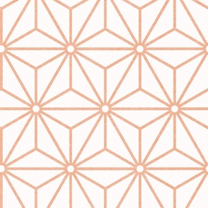25 Geometric Stars- Japanese Hemp Leaves- Asanoha- Pastel Peach- Soft Orange on Off White Background- Petal Solids Coordinate- Large