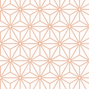 25 Geometric Stars- Japanese Hemp Leaves- Asanoha- Pastel Peach- Soft Orange on Off White Background- Petal Solids Coordinate- Medium