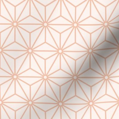 25 Geometric Stars- Japanese Hemp Leaves- Asanoha- Pastel Peach- Soft Orange on Off White Background- Petal Solids Coordinate- Small
