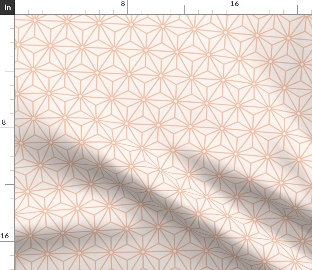 25 Geometric Stars- Japanese Hemp Leaves- Asanoha- Pastel Peach- Soft Orange on Off White Background- Petal Solids Coordinate- Small