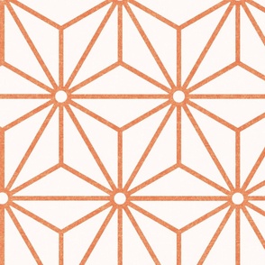 25 Geometric Stars- Japanese Hemp Leaves- Asanoha- Peach- Soft Orange on Off White Background- Petal Solids Coordinate- Extra Large