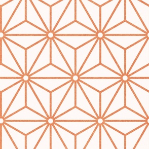 25 Geometric Stars- Japanese Hemp Leaves- Asanoha- Peach- Soft Orange on Off White Background- Petal Solids Coordinate- Large