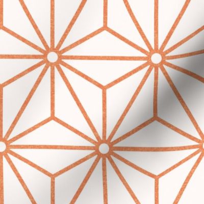 25 Geometric Stars- Japanese Hemp Leaves- Asanoha- Peach- Soft Orange on Off White Background- Petal Solids Coordinate- Medium