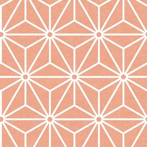 25 Geometric Stars- Japanese Hemp Leaves- Asanoha- White onl Peach- Soft Orange Background- Petal Solids Coordinate- Large