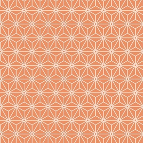 25 Geometric Stars- Japanese Hemp Leaves- Asanoha- White onl Peach- Soft Orange Background- Petal Solids Coordinate- Small