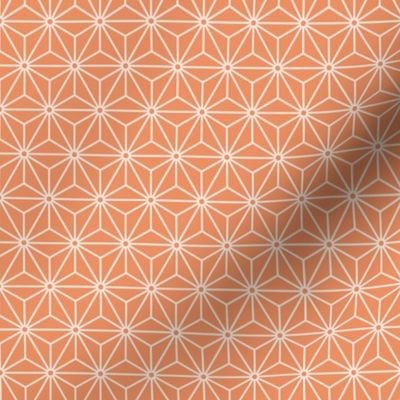 25 Geometric Stars- Japanese Hemp Leaves- Asanoha- White onl Peach- Soft Orange Background- Petal Solids Coordinate- sMini