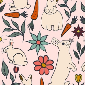 Year of the Rabbit on Blush Pink Background