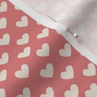 Sweet Hearts - Coral Pink + White - Small