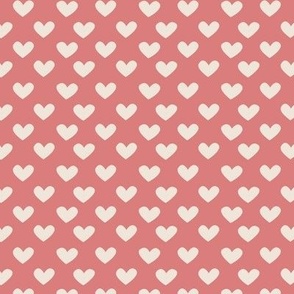 Sweet Hearts - Coral Pink + White - Small
