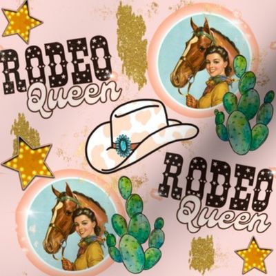 Cowgirl Rodeo Queen Grunge Western Stars Horse 