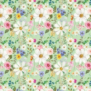 Daisy Floral Print, Green