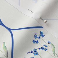 Minimalistic Elegant Feminine Geometric Scandinavian Forget-Me-Not Springflowers  - white/light blue