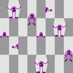 monster checkerboard - gray - 10x5 inch blocks