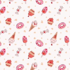 Ice cream love - coral, peach, pink and off white // medium scale