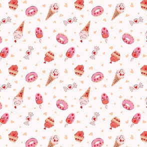 Ice cream love - coral, peach, pink and off white // small scale