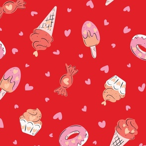 Ice cream love - coral, peach, pink, white and red // big scale