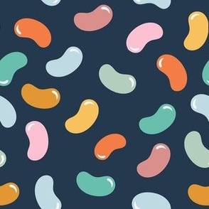Medium Scale Jelly Bean Candy Coordinate for Boho Easter Bunny Peeps on Navy
