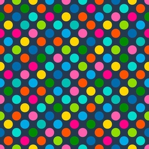 Large Scale Bright Rainbow Dots Easter Peeps Coordinate on Navy