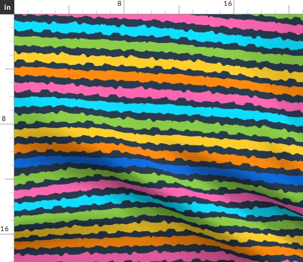 Bigger Scale Bright Rainbow Stripes Easter Peeps Coordinate on Navy