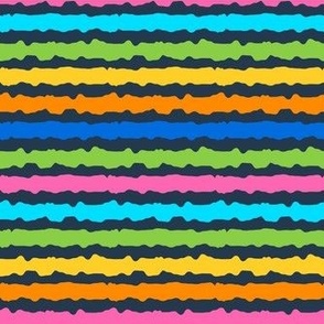 Smaller Scale Bright Rainbow Stripes Easter Peeps Coordinate on Navy