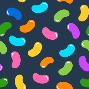 Large Scale Jelly Beans Coordinate for Bright Rainbow Easter Peeps on Navy