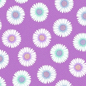 Tossed daisies on grayish mulberry | large 