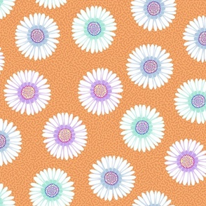 Tossed daisies on light orange | large 