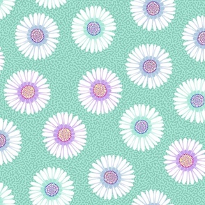 Tossed daisies on pale mint | large 