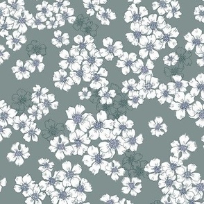 Blossom floral grey & white