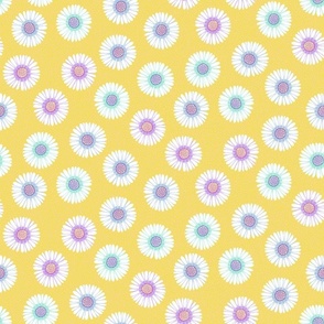 Tossed daisies on yellow | medium 