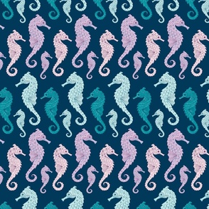 Seahorse family navy blue