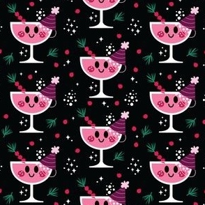 pink champagne glass halfdrop on black small