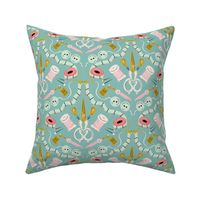 Sewing Room - Aqua Mint Gold Pink