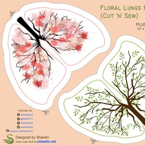 Floral lungs plushie Cut n sew internal organ DIY project