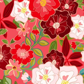 Red Retro Spring Floral