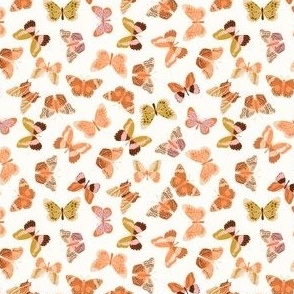 MINI Boho Butterflies fabric - cute orange, pink, brown butterfly wallpaper, bedding