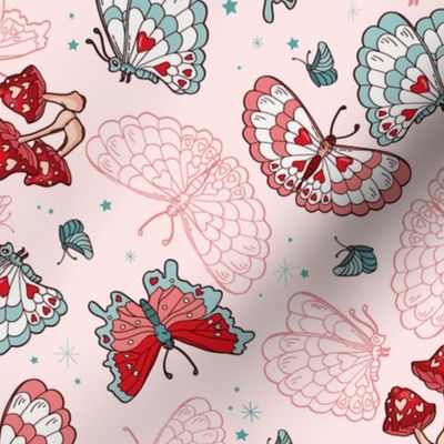 Pink Retro Western Butterfly Sparkle