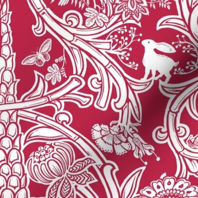 modern damask viva magenta 50 wall