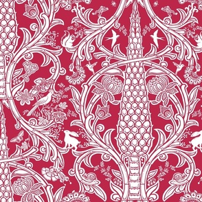 modern damask viva magenta 50 wall