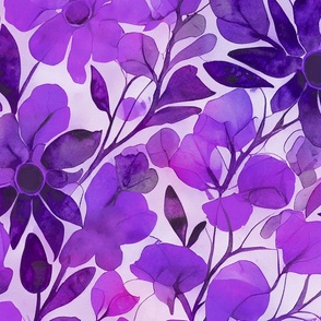 Abstract Watercolor Flower Pattern Purple Pink