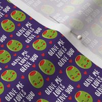 (extra small scale) olive me loves olive you - cute Valentine's Day love olives - purple - C23