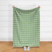 Saint Patricks Day Pattern Hearts Green on Faux Linen Texture