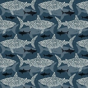 shark tooth great white - Navy with Shadows - Large