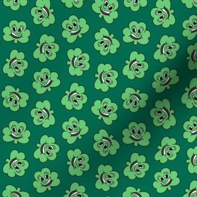 (small scale) Cartoon Shamrock - Rubber Hose Style - Retro St. Patrick's Day - green - LAD23