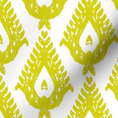 Traditional Teardrop Ikat  - chartreuse and white