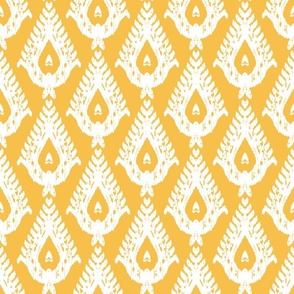 Traditional Teardrop Ikat - Marigold french yellow and white 