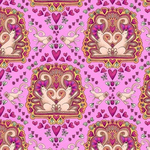 Happy Rabbits on Pink Large Print