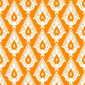Traditional Teardrop Ikat - Tangerine Orange and White