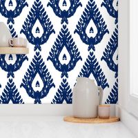 Traditional Teardrop Ikat  -  white and navy blue 